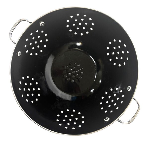 Colander Black Powder Coated Enamel  5 Qt Size - Picture 3 of 14